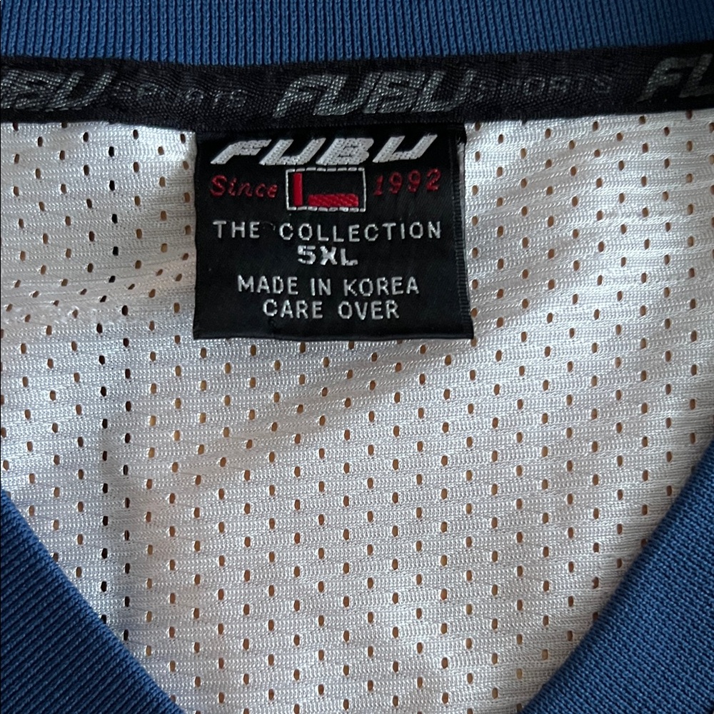 Vintage used FUBU Mesh Sports Jersey in White and Navy Sz 5XL